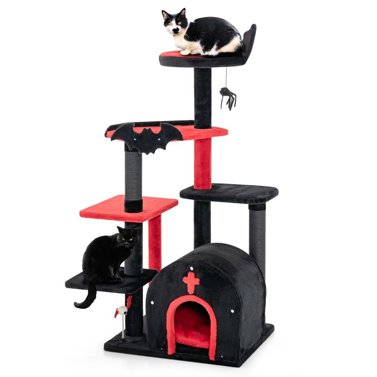 Arbre à Chat Gothique Tour à Chat de 134cm de Haut avec Lit Centre d'Activités à 6 Niveaux - Image 1