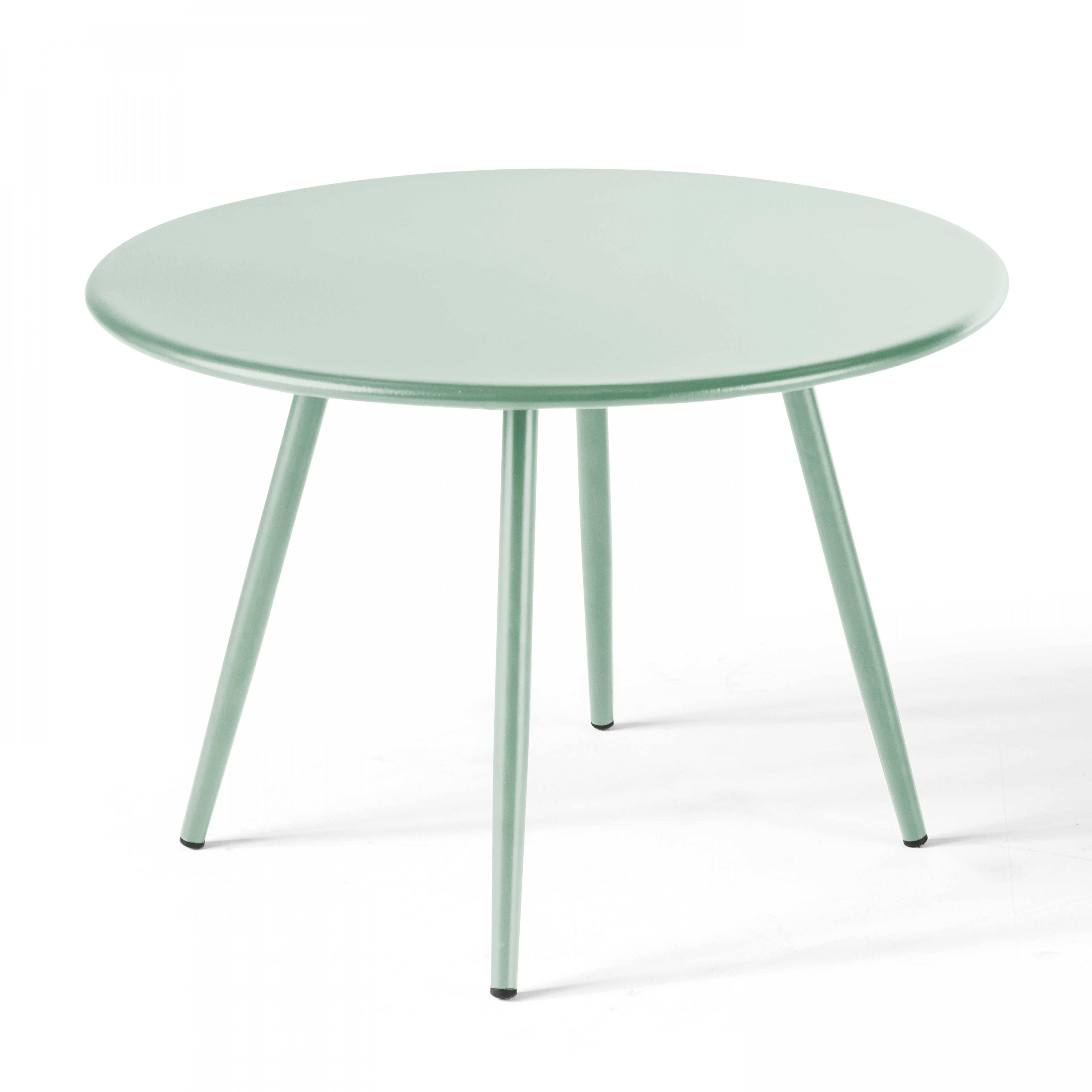 Oviala - Table basse de jardin ronde en métal vert sauge 40 cm Palavas - Oviala - Imagen 1