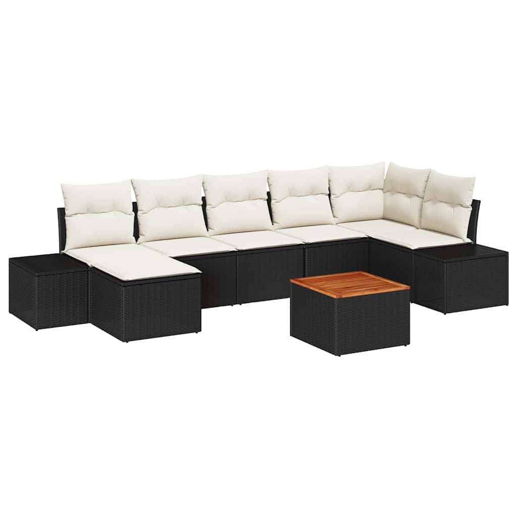 Salon de Jardin 8pcs Poly Rotin Modulable 7 Places avec Rangement et Pouf Extérieur Noir Blanc – ComfortXL Outdoor Living - Image 2