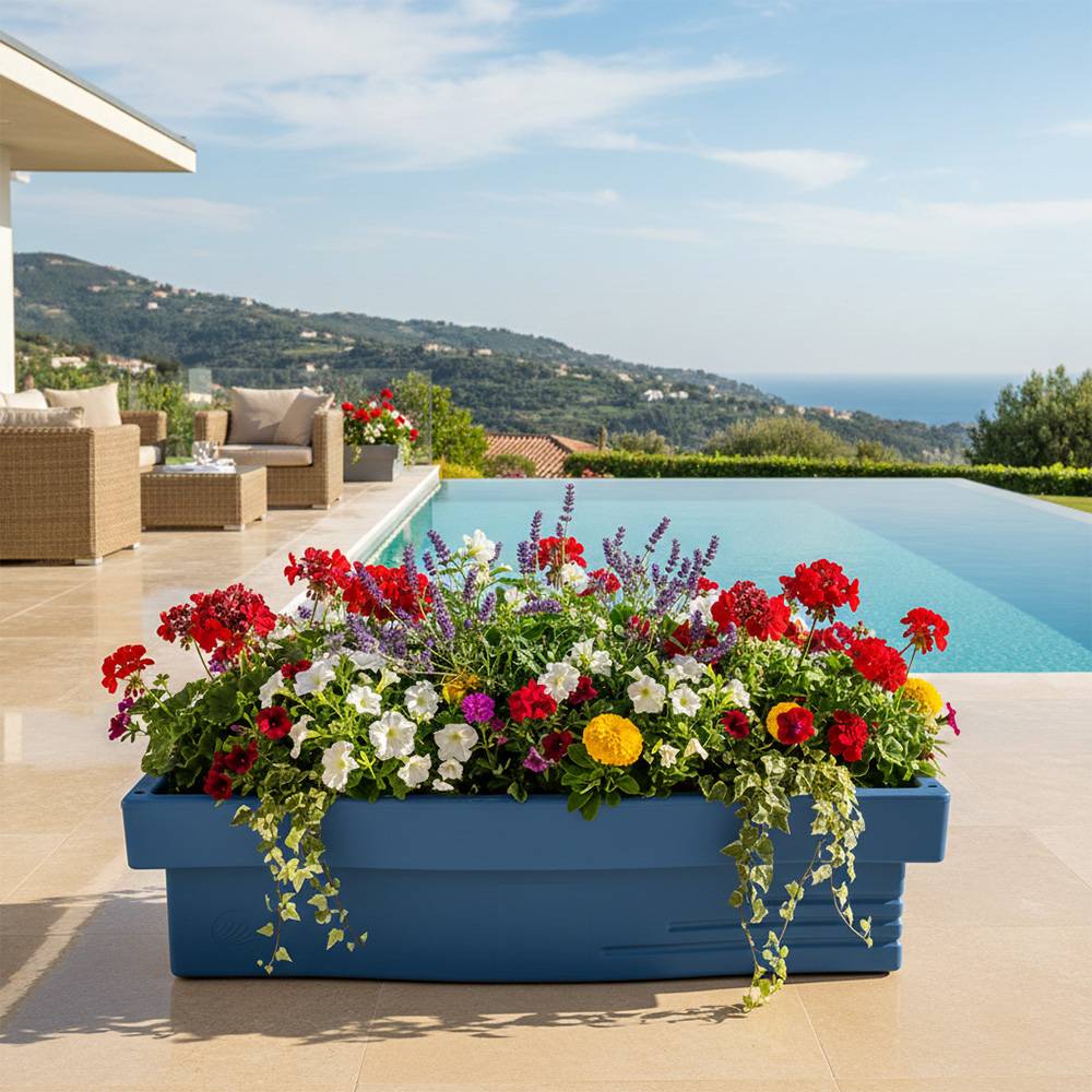 Jardinière design effet pierre 70l avec réserve d'eau-plast'up rotomoulage - Imagen 4