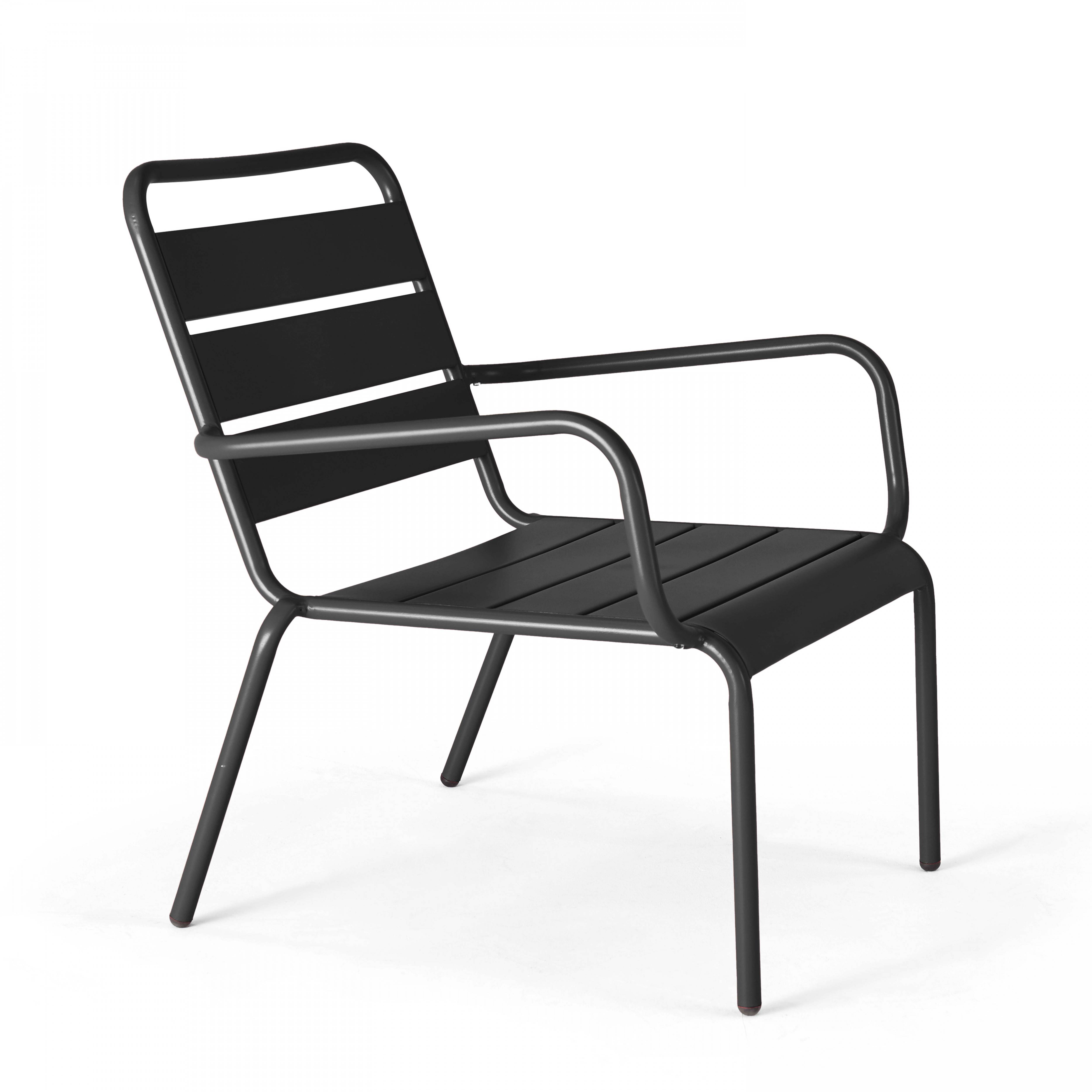 Oviala - Lot de 2 fauteuils relax avec repose-pieds en métal gris Palavas - Oviala - Imagen 5