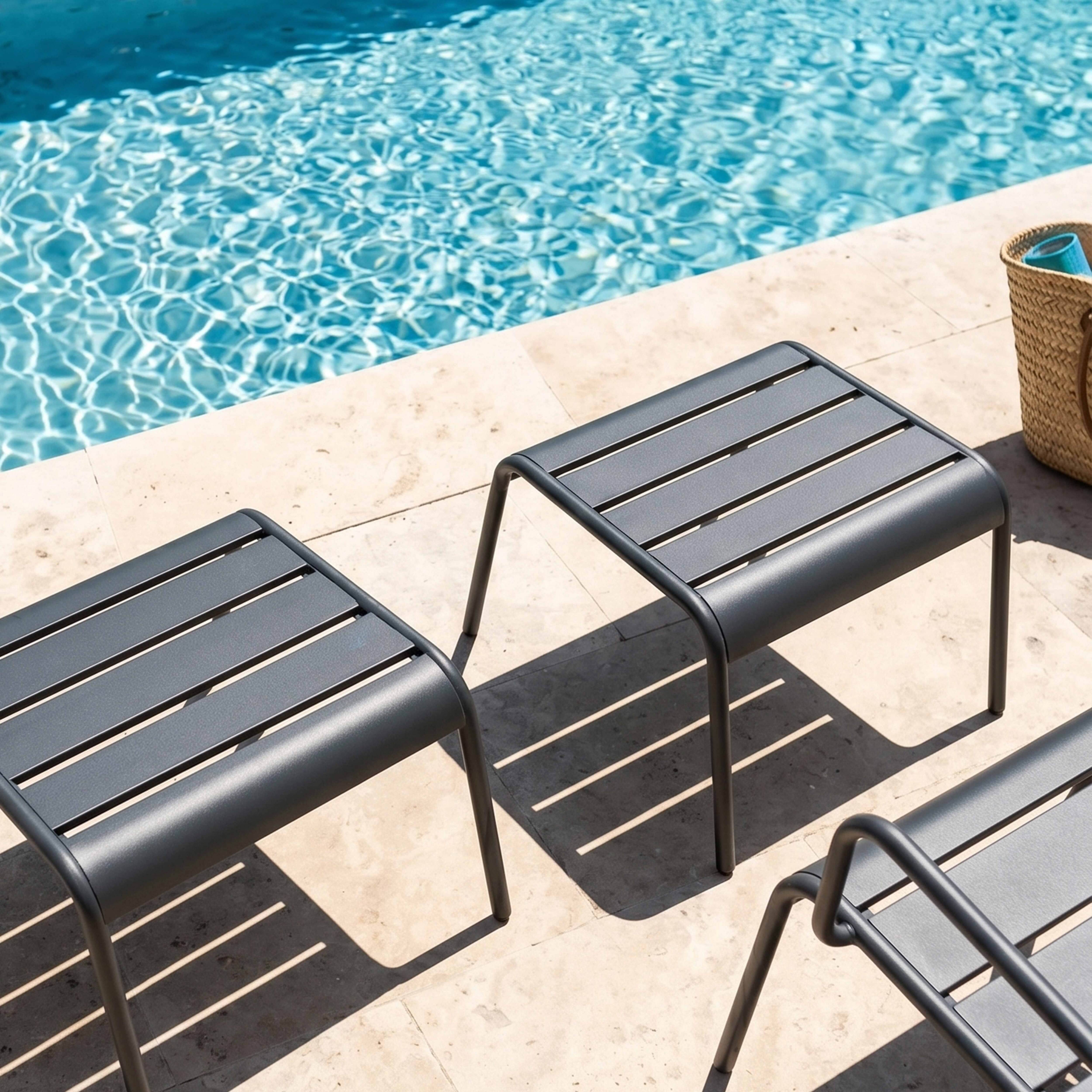 Oviala - Lot de 2 fauteuils relax avec repose-pieds en métal gris Palavas - Oviala - Imagen 4