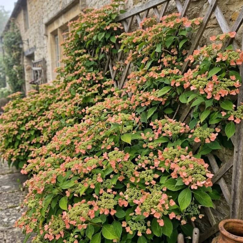 Hortensia grimpant Crug Coral à fleurs Blanche - feuillage Semi-Persistant - Godet - 5/20 cm-  hauteur à maturité De 1,00 m à 1,50 m - Imagen 3