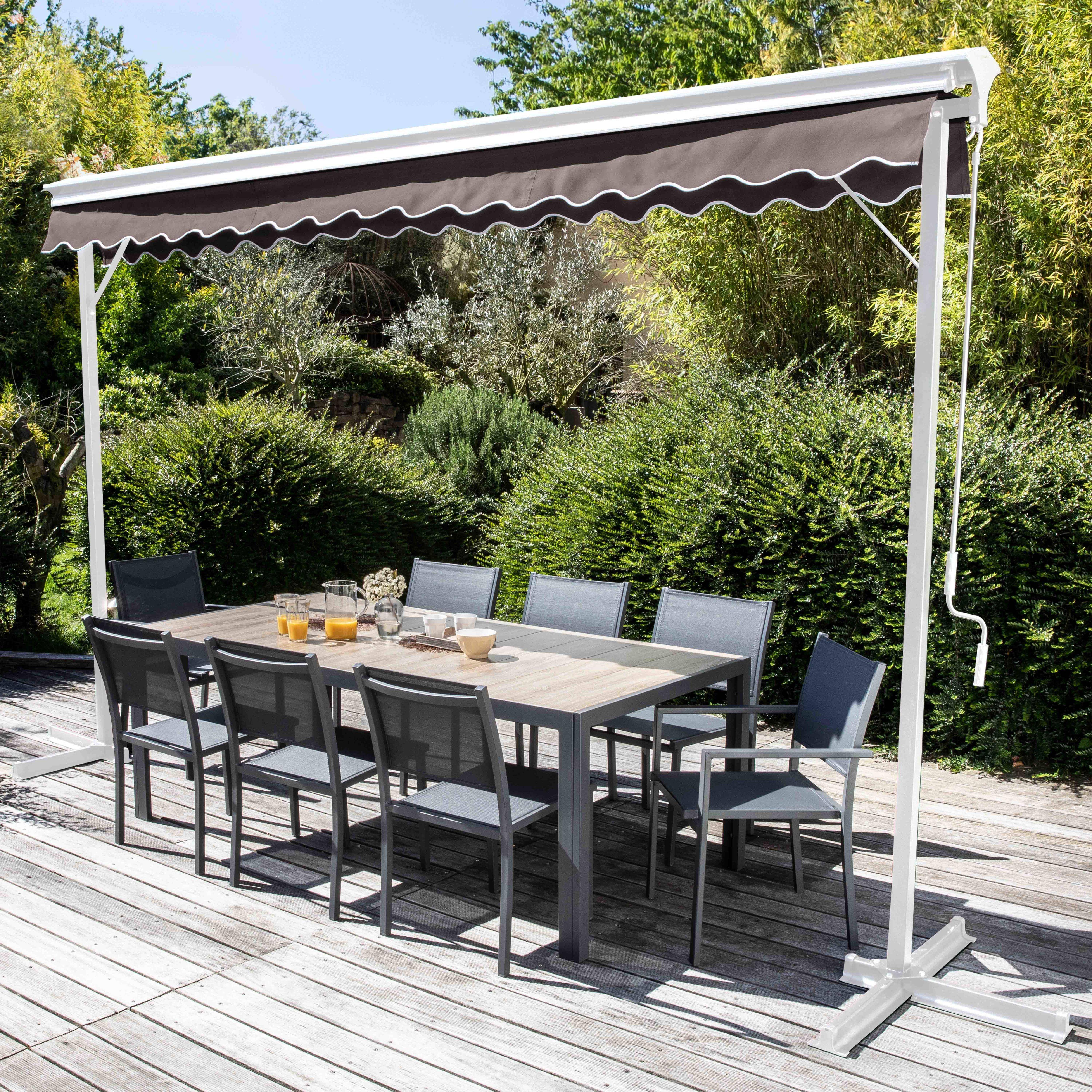 Oviala - Store double pente avec coffre 3 x 4 m en aluminium taupe Delgada - Oviala - Imagen 2