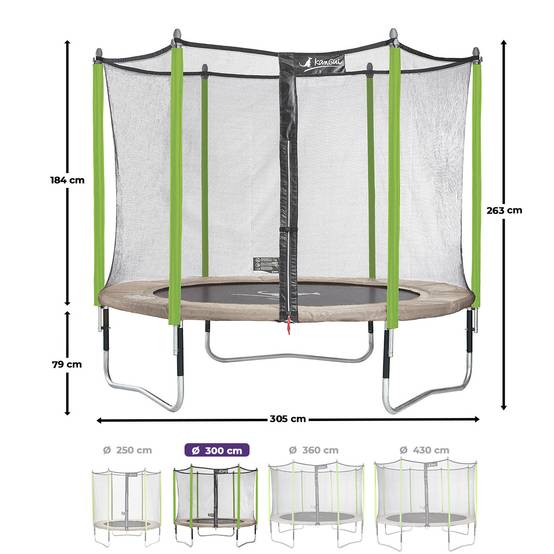Kangui - Trampoline jardin Ø 300 cm + échelle + kit d'ancrage - JUMPI 300 - Taupe/Vert Kangui - Image 3