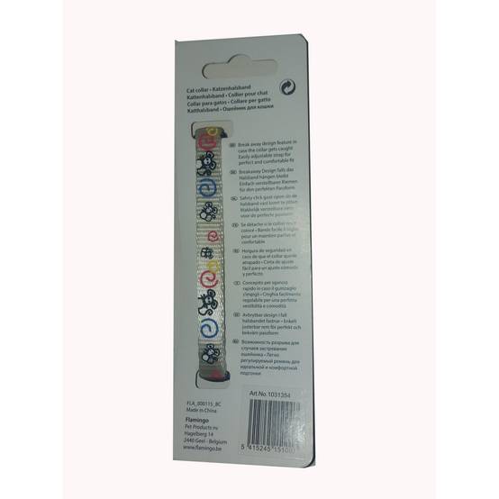 Collier réglable de 20 à 35 cm blanc avec motif souris pour chat - Image 3