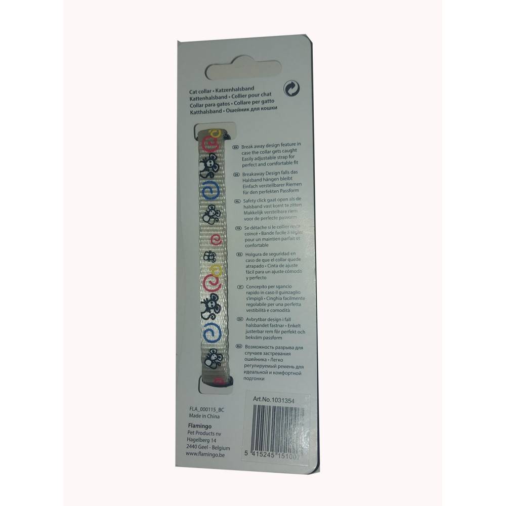 Collier réglable de 20 à 35 cm blanc avec motif souris pour chat - Image 3