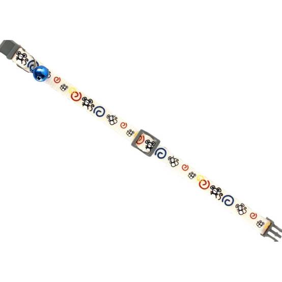 Collier réglable de 20 à 35 cm blanc avec motif souris pour chat - Image 2