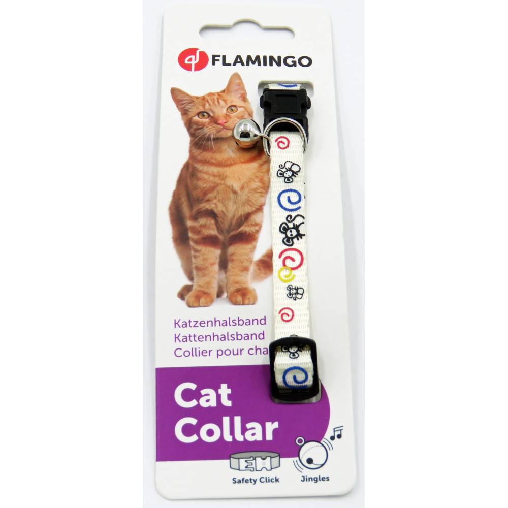 Collier réglable de 20 à 35 cm blanc avec motif souris pour chat - Image 1