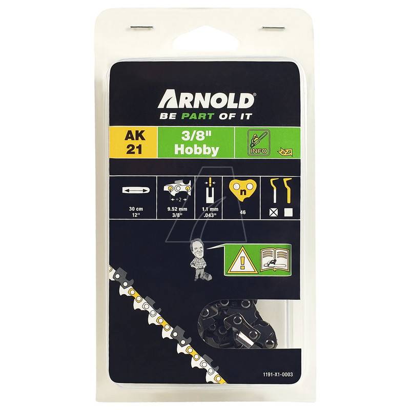 Arnold - Chaîne de tronçonneuse 3/8", 1,1mm - 46 maillons d’entraineurs - gouges demi-rondes Arnold