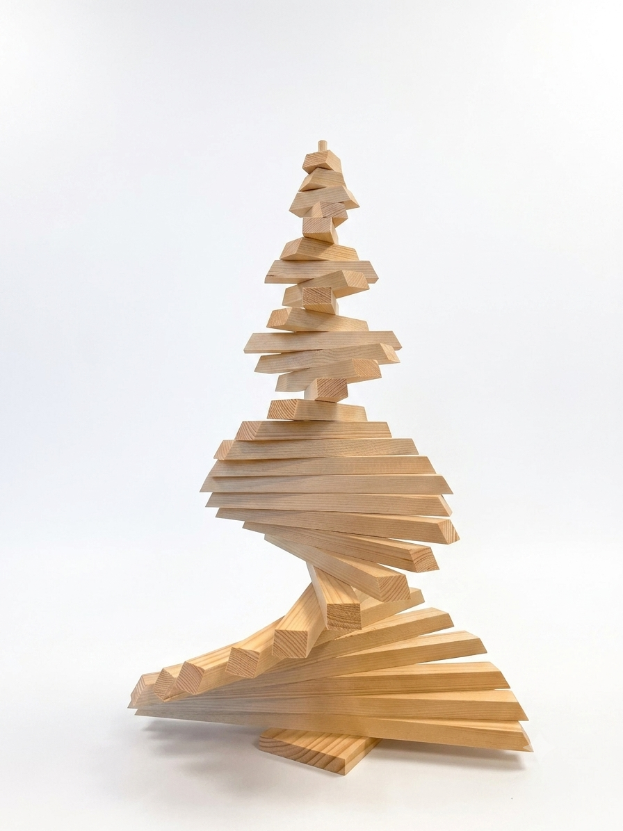 Petit sapin de Noël en bois - 50cm - Image 1
