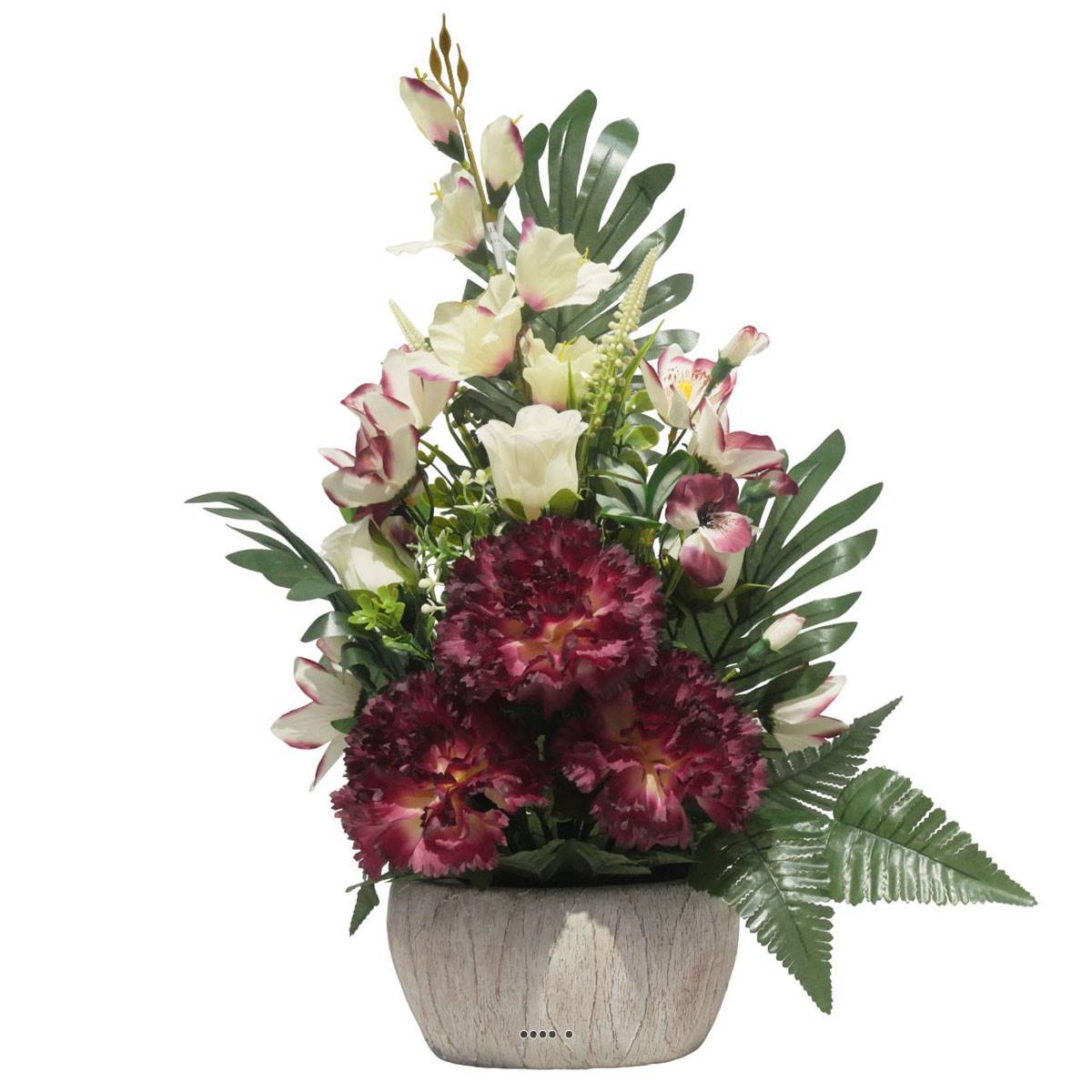 Artificielles - jardinièrre pot beton d'oeillet,bouton de rose, Orchidée, glaieul Pourpre pour la Toussaint - couleur: Pourpre - Imagen 2