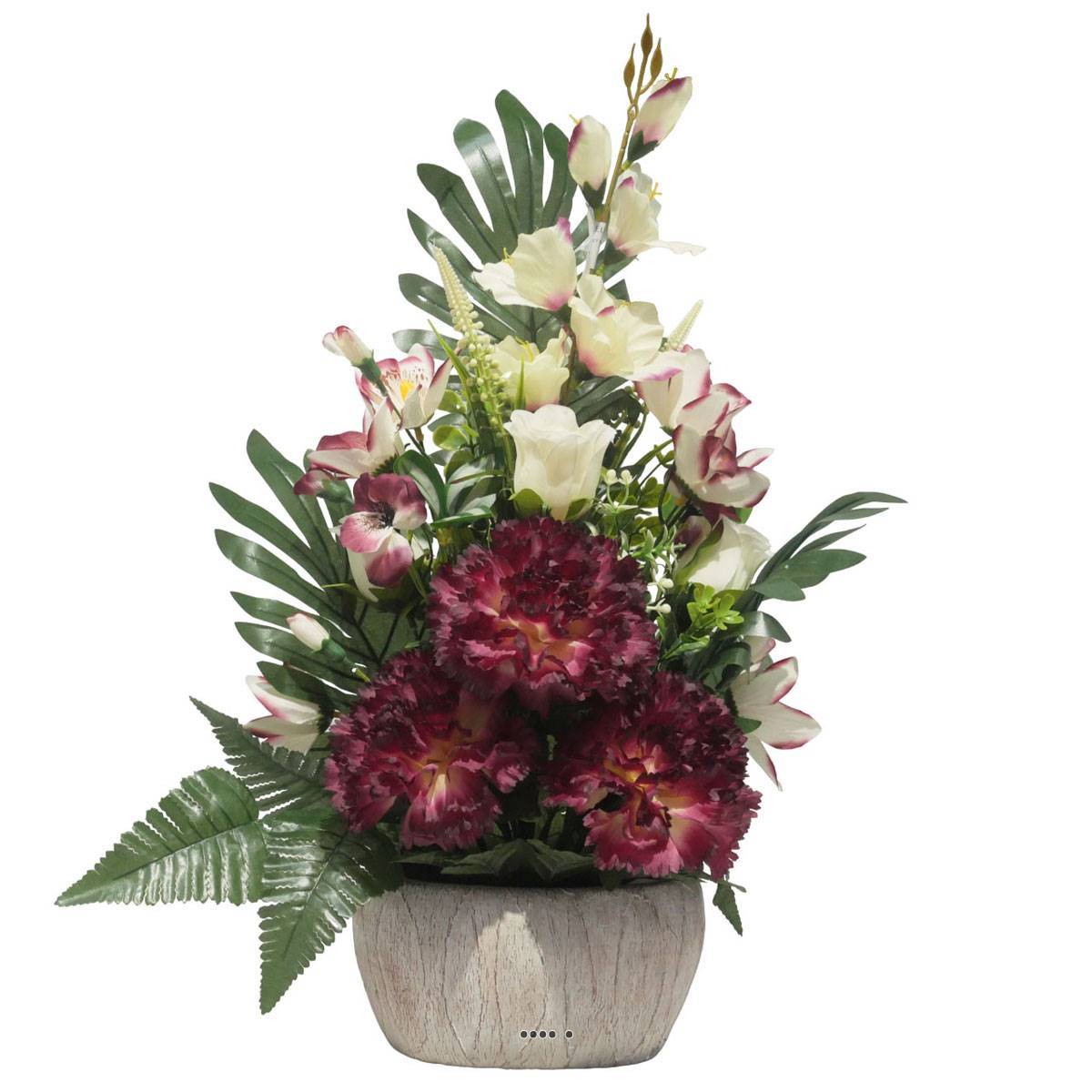 Artificielles - jardinièrre pot beton d'oeillet,bouton de rose, Orchidée, glaieul Pourpre pour la Toussaint - couleur: Pourpre - Imagen 1