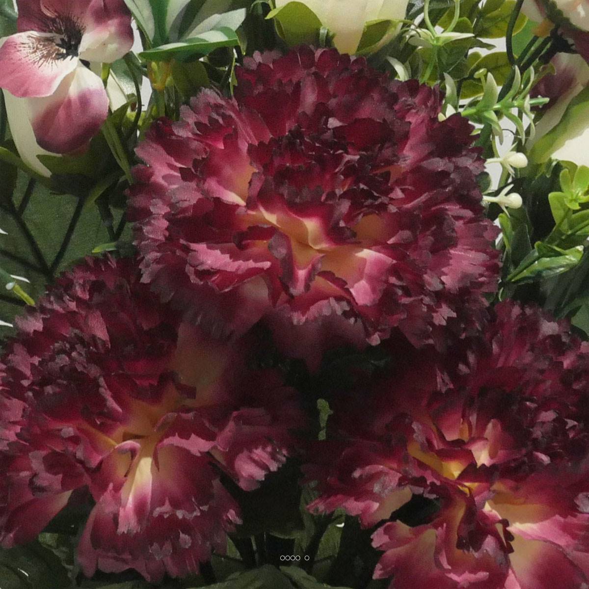 Artificielles - jardinièrre pot beton d'oeillet,bouton de rose, Orchidée, glaieul Pourpre pour la Toussaint - couleur: Pourpre - Imagen 3