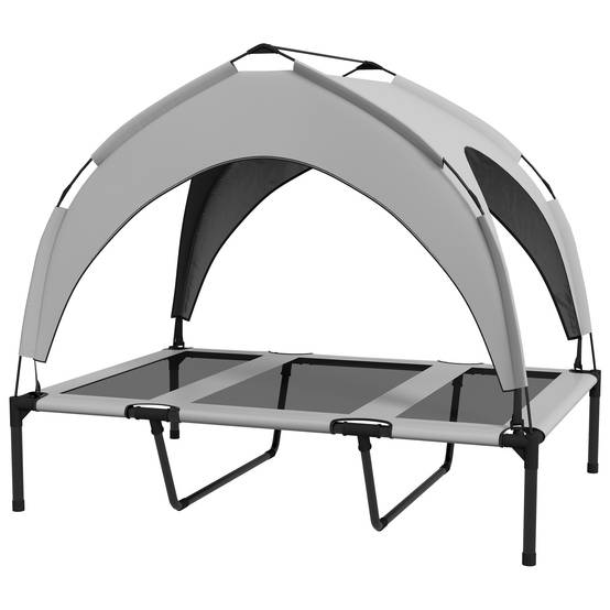 Lit surélevé pour chien grand confort extérieur avec auvent anti-UV gris clair - ComfortXL Outdoor Living - Image 2