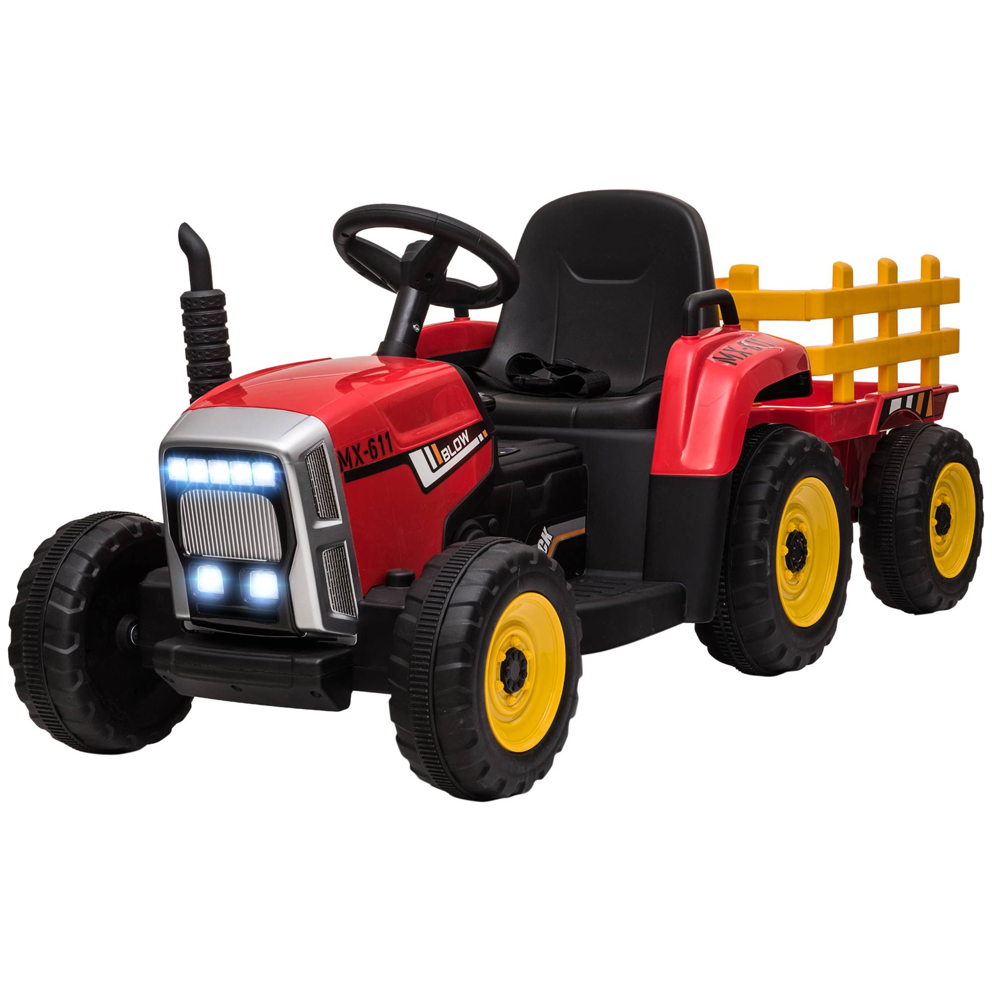 Tracteur électrique avec remorque amovible, pour enfants de 3 à 6 ans avec télécommande MP3 musique affichage lumières - Image 2