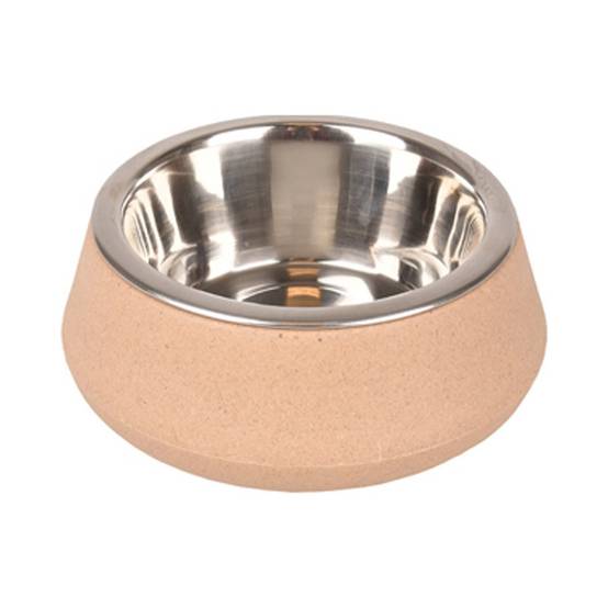 Gamelle avec écuelle en inox Rimboé 470 ml anti-dérapant couleur taupe. pour chien - Image 1