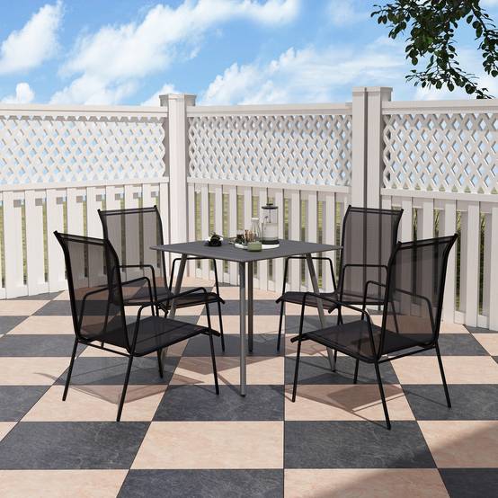 Table à manger de jardin pour 6 personnes avec plateau à lattes pour jardin, patio, terrasse, 80 x 80 x 74 cm, gris - Image 9
