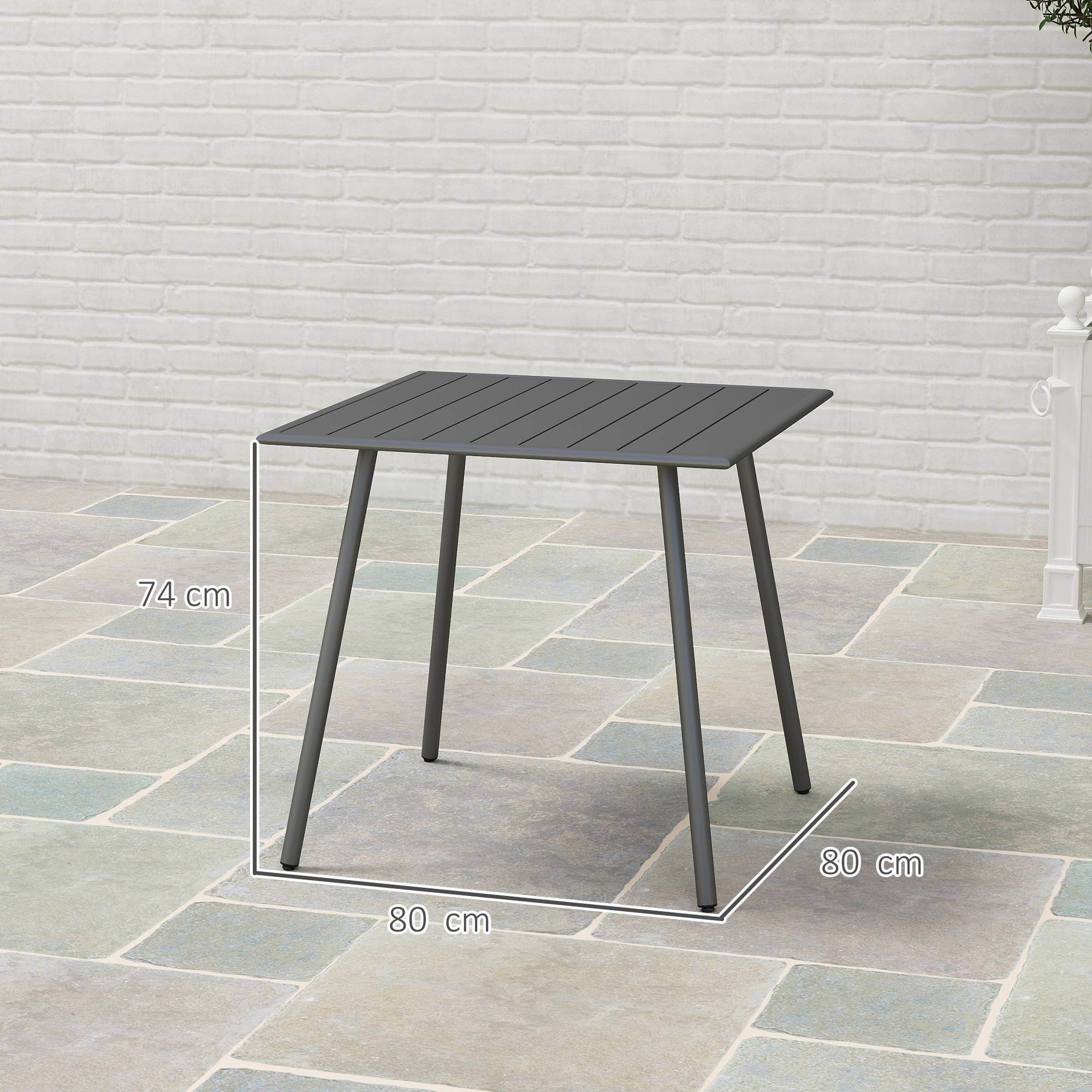 Table à manger de jardin pour 6 personnes avec plateau à lattes pour jardin, patio, terrasse, 80 x 80 x 74 cm, gris - Image 5