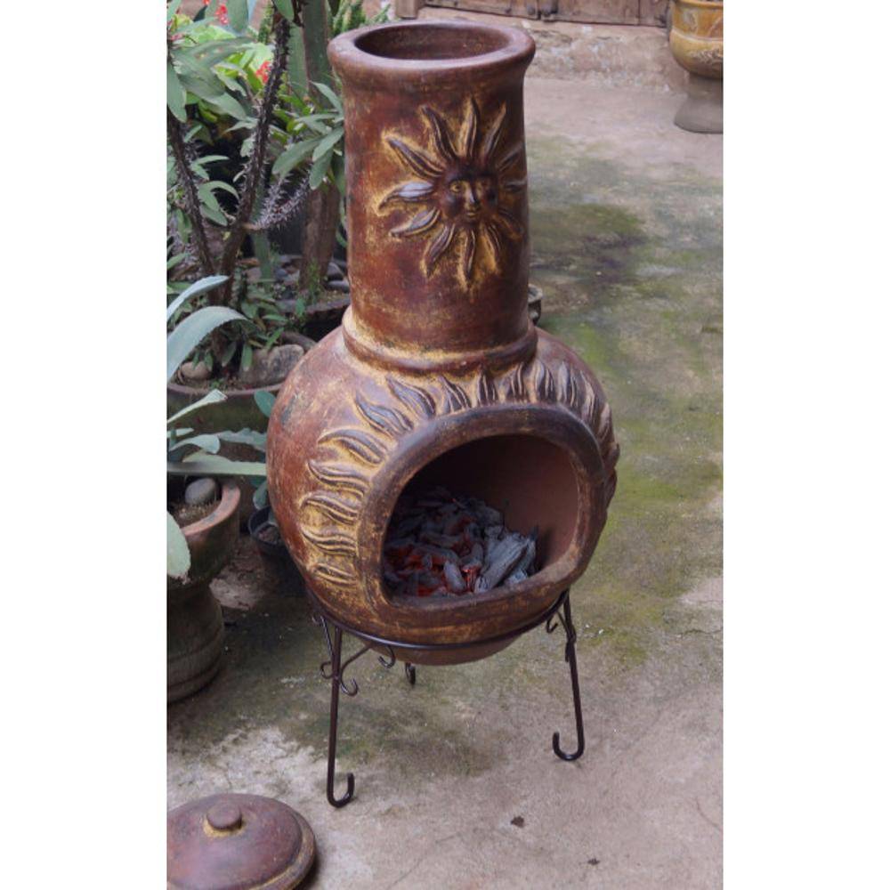 Cheminée mexicaine extérieure grand modèle 106 cm soleil rouge - Image 3