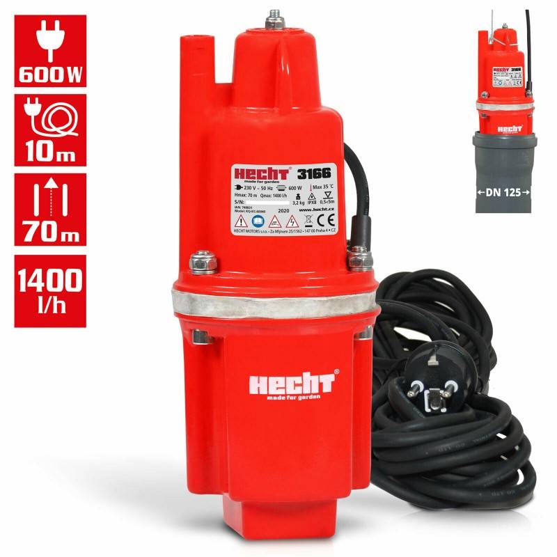 BB Loisir - Hecht 3166 Pompe submersible pour eaux usées Pompe jardin Pompe à membrane 600W 1400 l/h