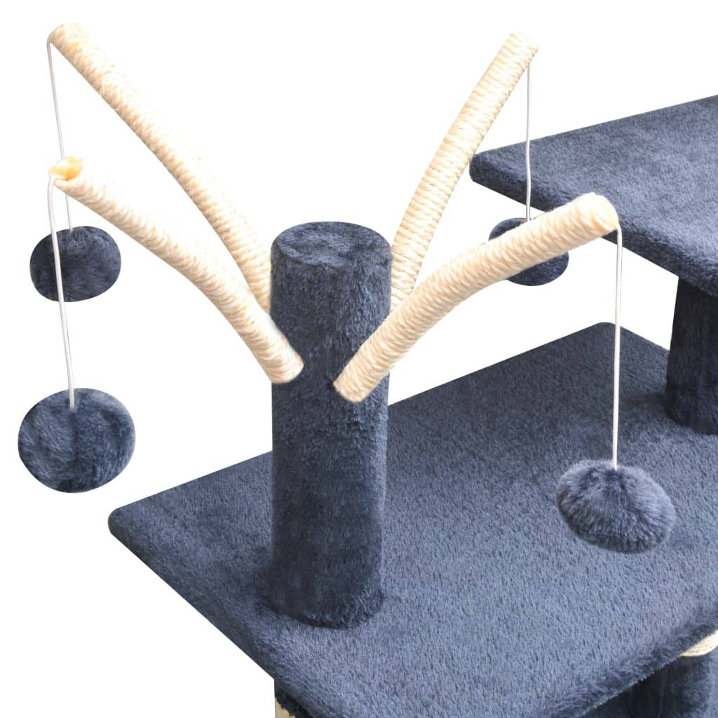 Arbre à chat, Tour à chat avec griffoirs en sisal 125 cm Bleu foncé MP50 - Image 4