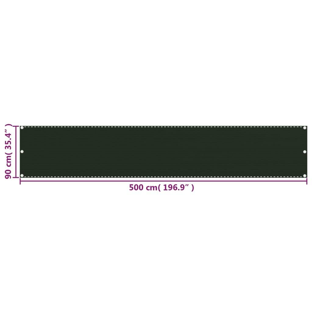Helloshop26 - Écran de balcon brise pare vue protection confidentialité 90 x 500 cm PEHD vert foncé - Imagen 5
