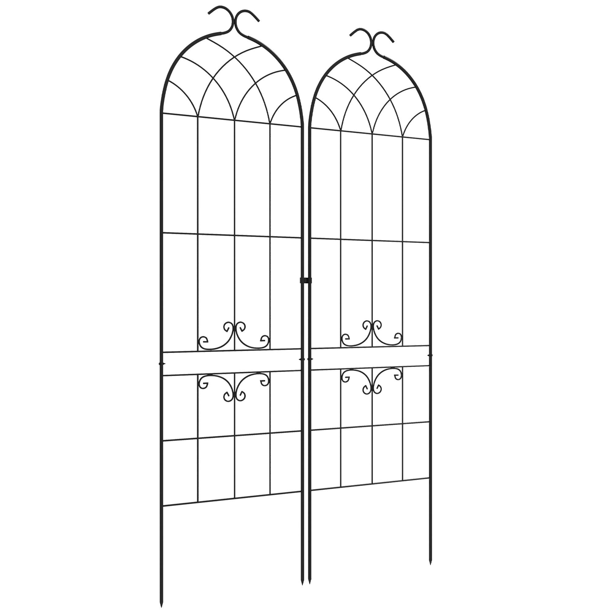 Lot 2 Treillis Jardin Métal Plantes Grimpantes Support Mural Noir 50x181cm - ComfortXL Outdoor Living - Image 1