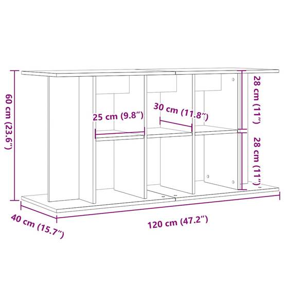 Meuble Aquarium XXL Bois Style Industriel avec Rangement 120x40x60 cm Vieux Bois - ComfortXL Outdoor Living - Image 9