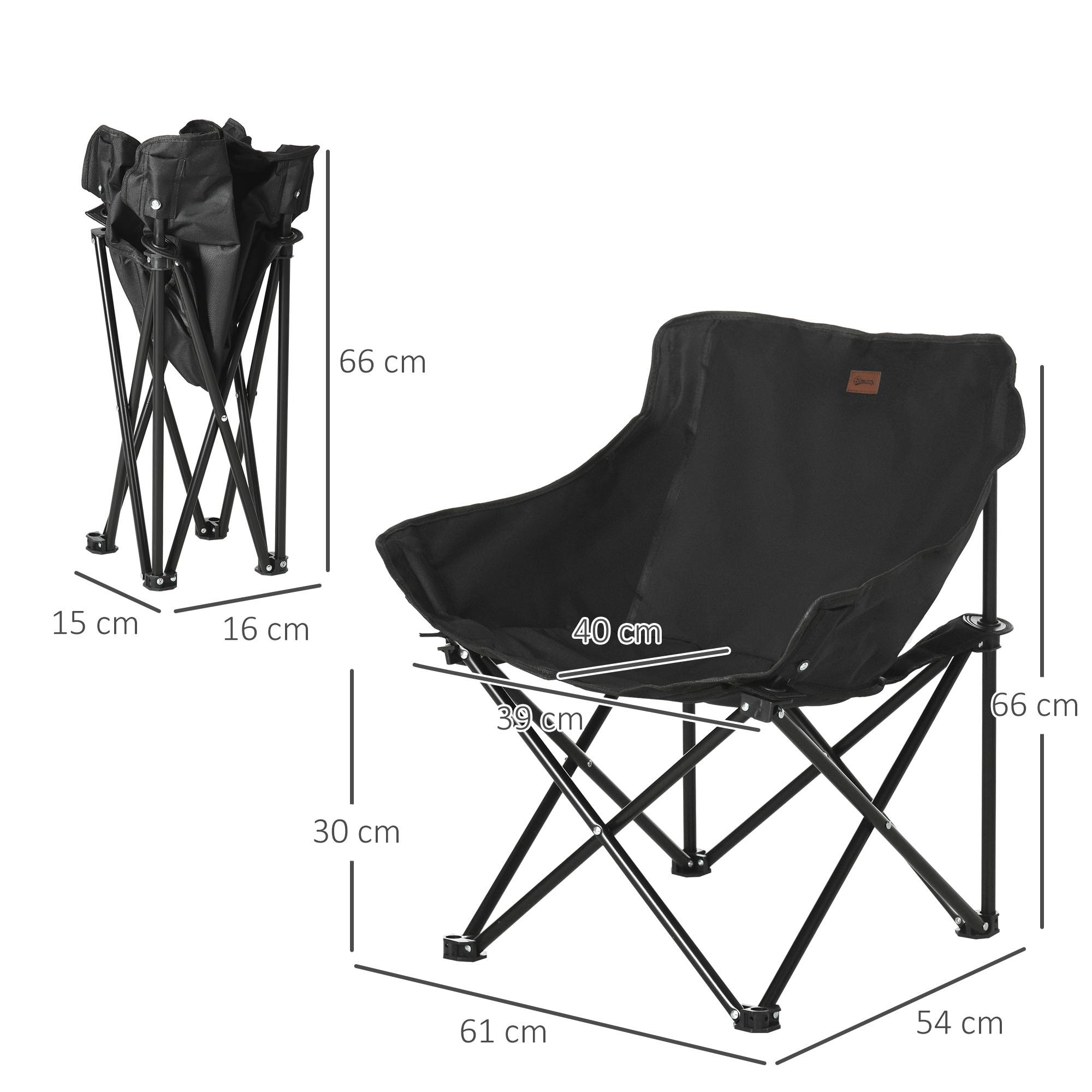 Chaise de camping pliante acier noir 61 x 54 x 66 cm - PANGIVO - Image 5