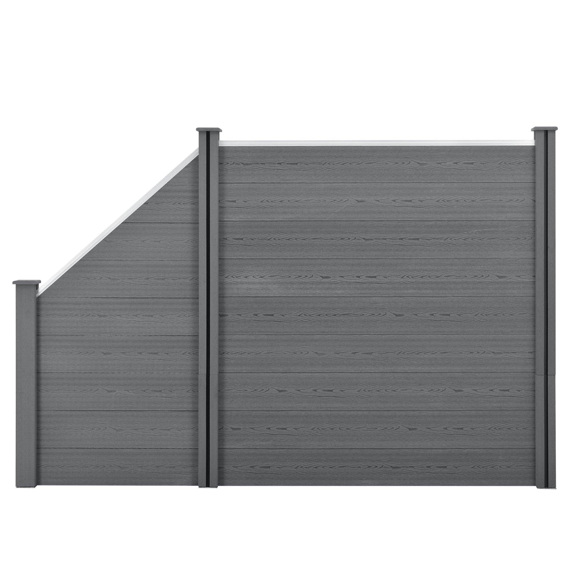 Helloshop26 - Clôture brise vue brise vent bois composite (WPC) quadratique et oblique 183 x 277 cm gris - Imagen 1