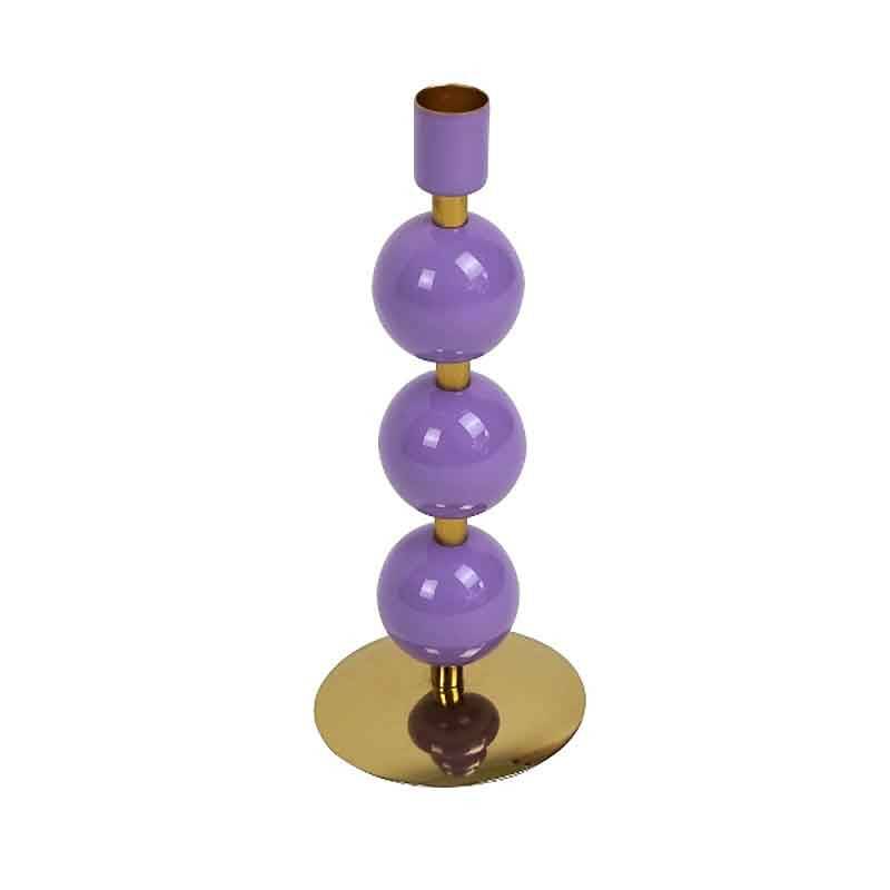 Bougeoir Pia métal violet 10x10x24cm - Image 2