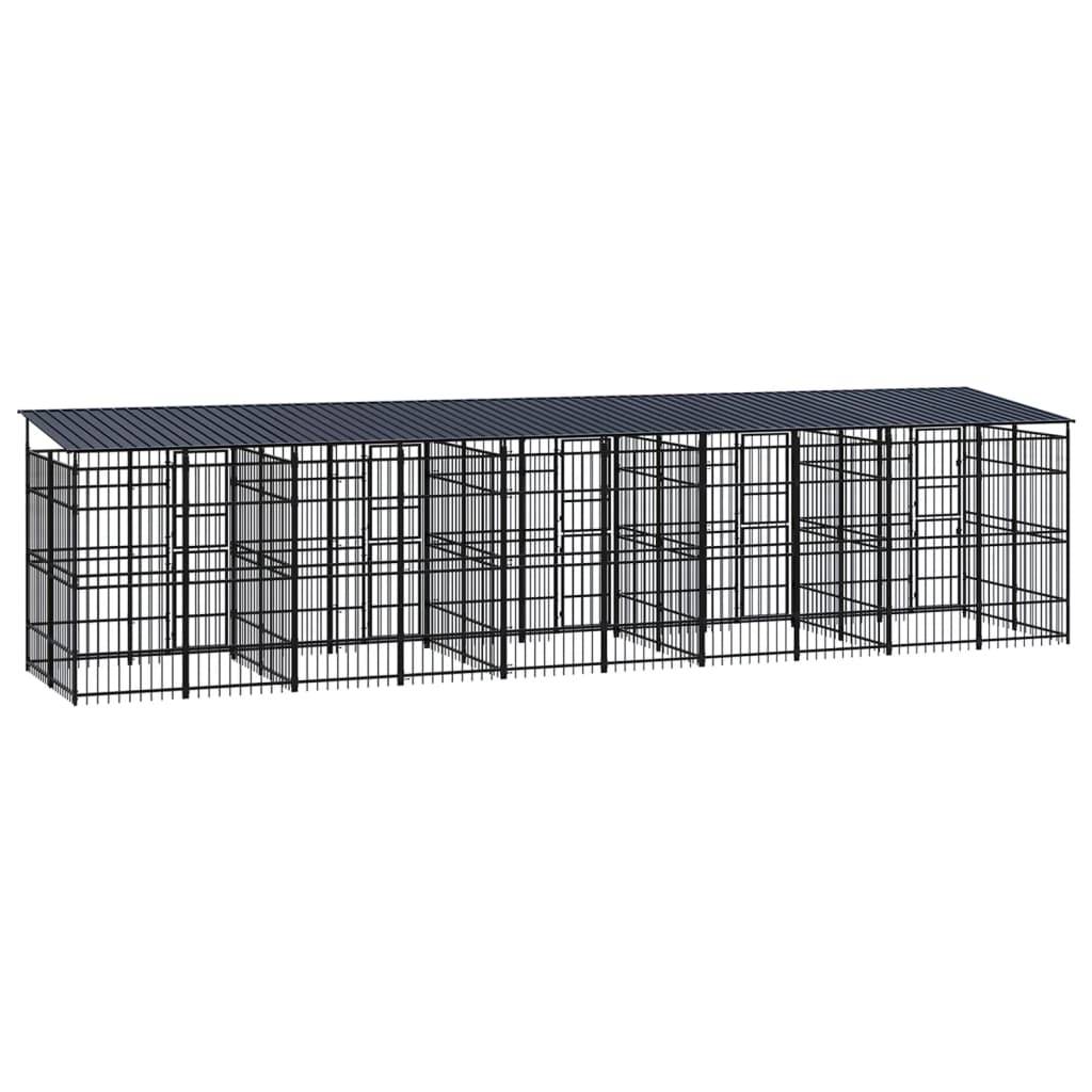 Vidaxl - Chenil d'extérieur avec toit pour chiens Acier 18,43 m² vidaXL 3098017 - Imagen 5