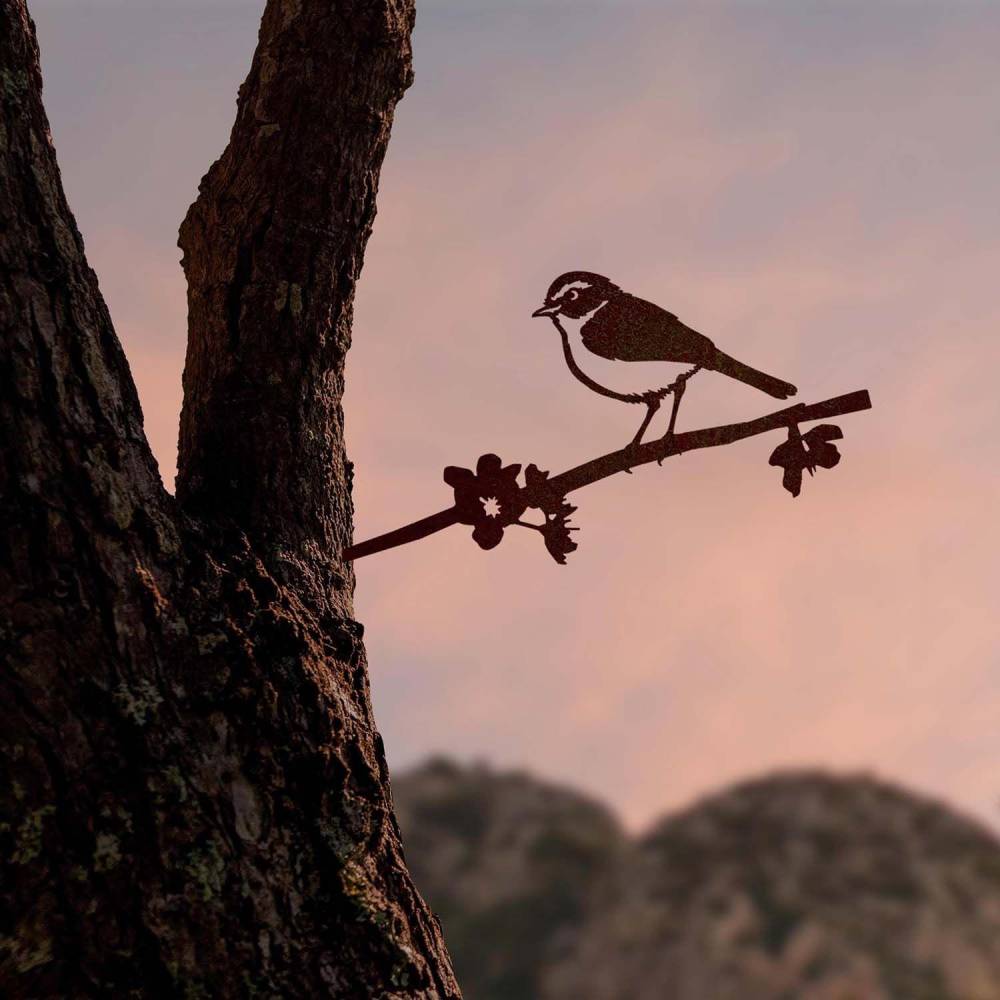 Metalbird - Oiseau sur pique pouillot des canaris en acier corten Metalbird - Imagen 2