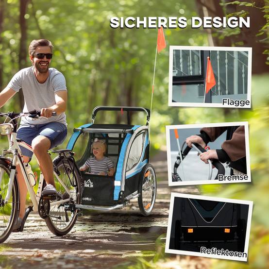 Remorque de vélo enfant acier bleu 142 x 75 x 101 cm - PANGIVO - Image 10