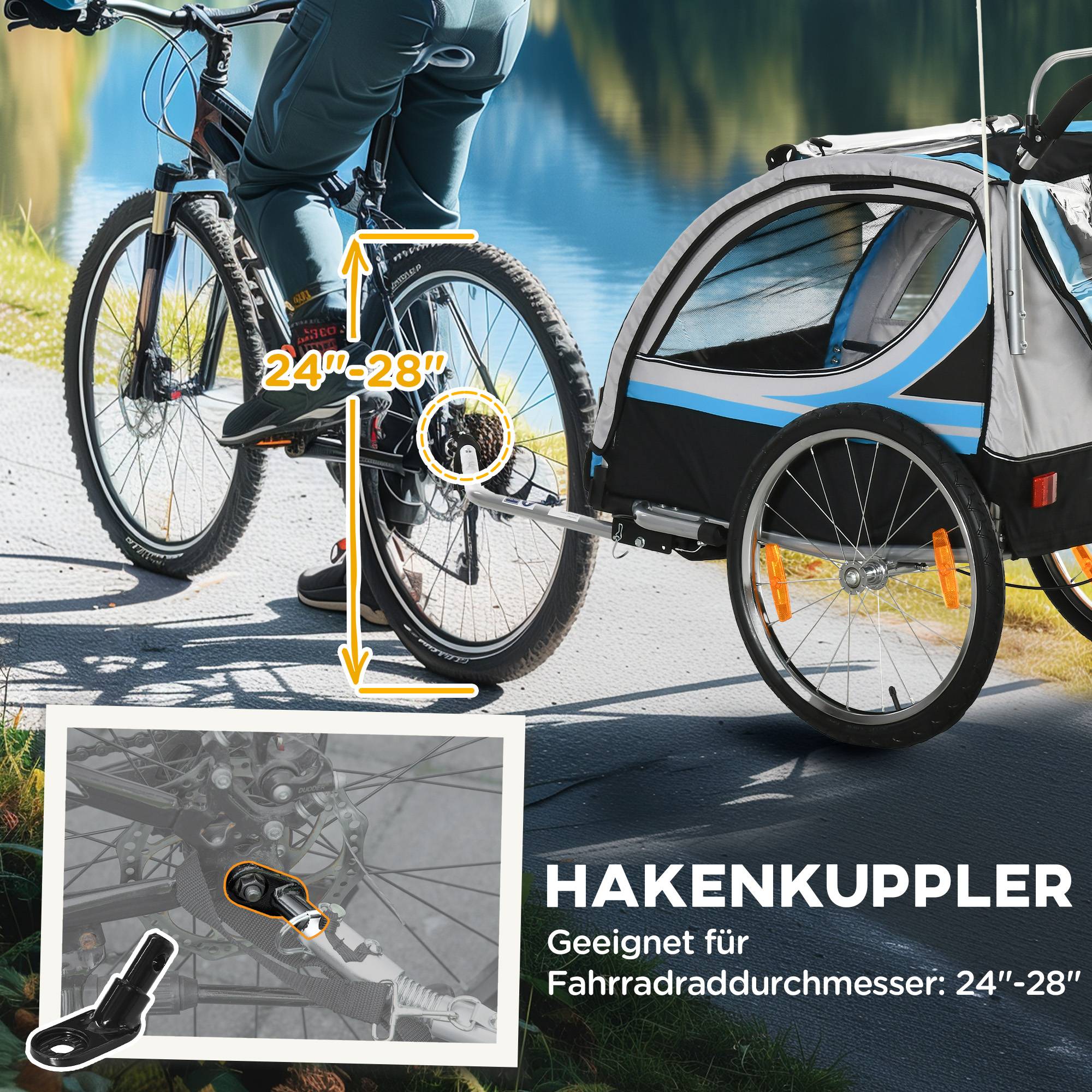 Remorque de vélo enfant acier bleu 142 x 75 x 101 cm - PANGIVO - Image 9