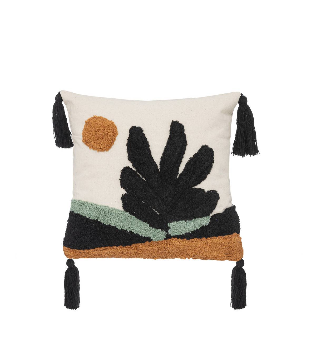 Coussin décoratif déhoussable en coton Multicolore motifs brodés 40 x 40 cm - Imagen 1