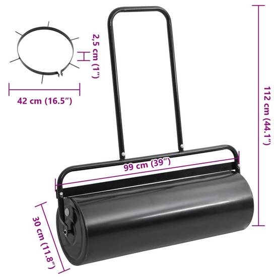 Vidaxl - Rouleau à gazon de jardin à tirer et colliers d'aérateur 63 L fer acier vidaXL 3308006 - Image 3