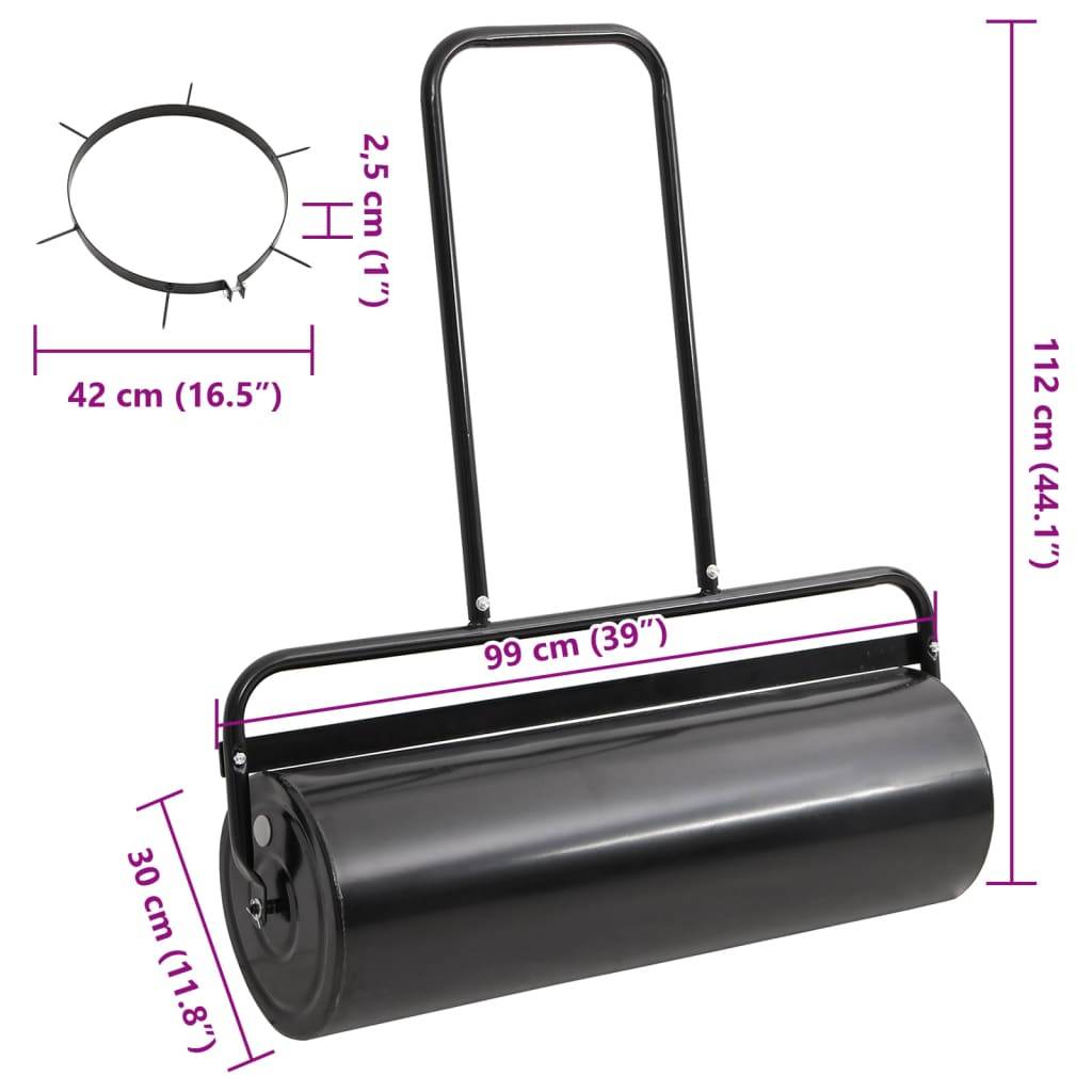 Vidaxl - Rouleau à gazon de jardin à tirer et colliers d'aérateur 63 L fer acier vidaXL 3308006 - Image 3