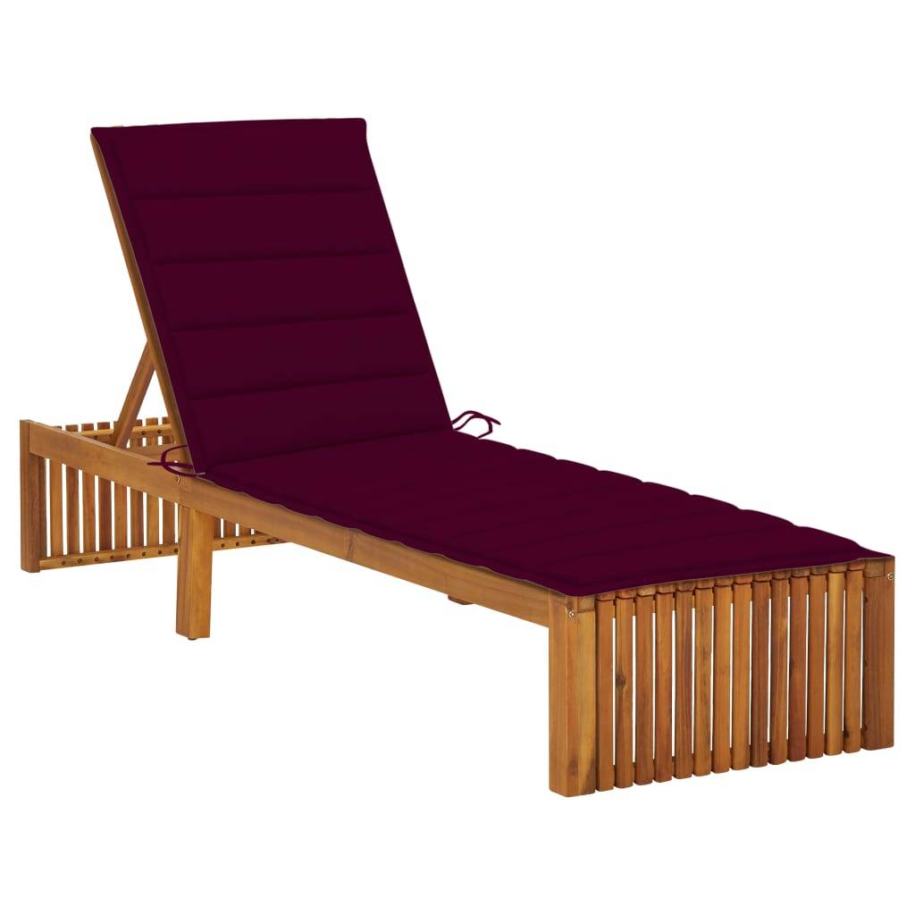 Helloshop26 - Transat chaise longue bain de soleil lit de jardin terrasse meuble d'extérieur avec coussin bois d'acacia solide - Imagen 1
