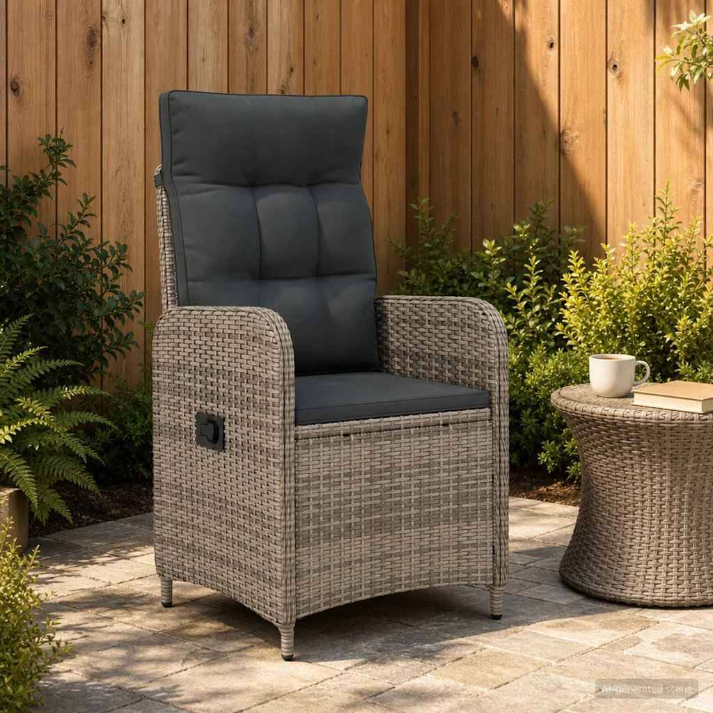 Chaise de jardin inclinable acier et polyester gris 57 x 63 x 94 cm - PANGIVO - Image 1