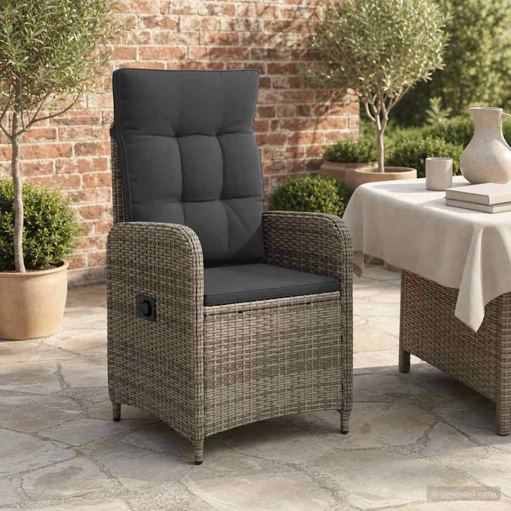 Chaise de jardin inclinable acier et polyester gris 57 x 63 x 94 cm - PANGIVO - Image 3