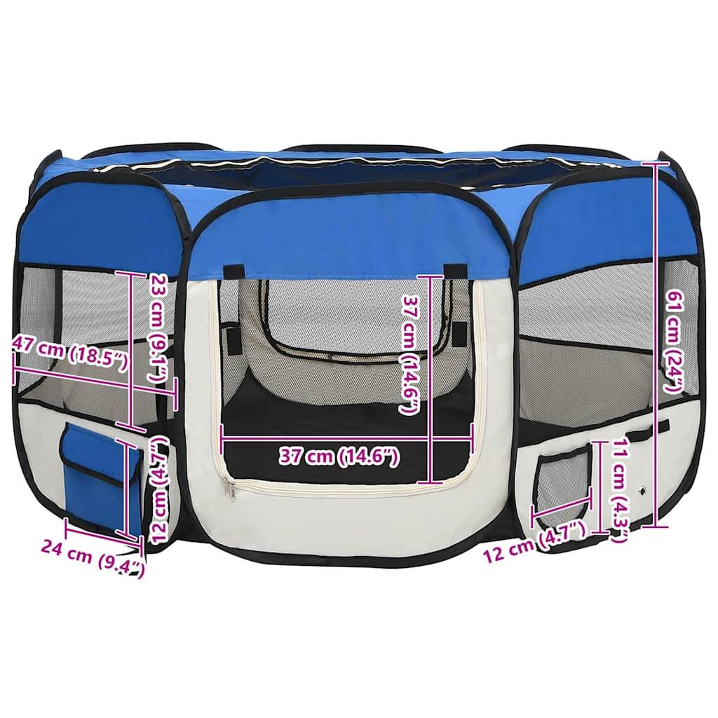 Vidaxl - Parc pliable pour chien avec sac de transport Bleu 125x125x61cm vidaXL 171015 - Imagen 3