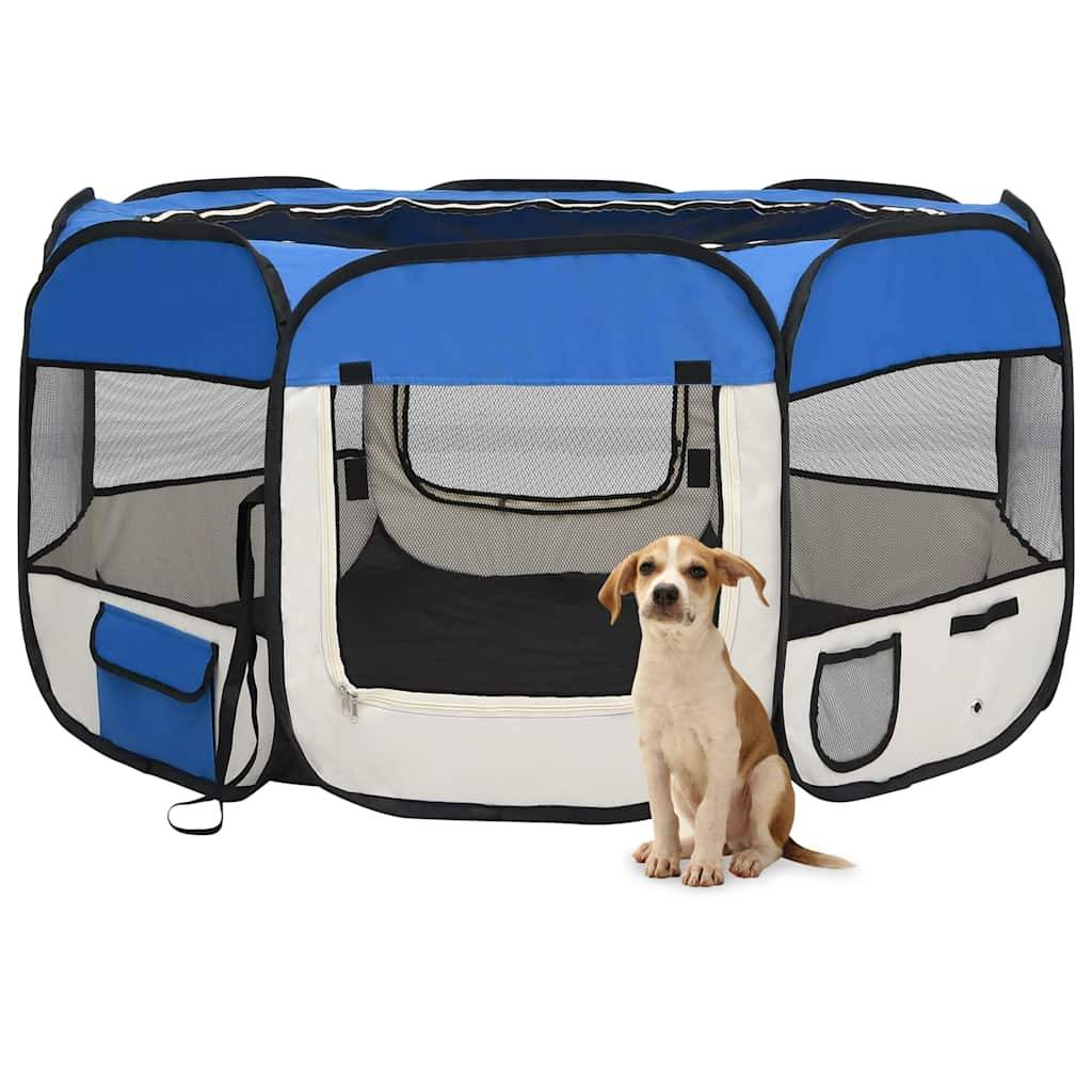 Vidaxl - Parc pliable pour chien avec sac de transport Bleu 125x125x61cm vidaXL 171015 - Imagen 1