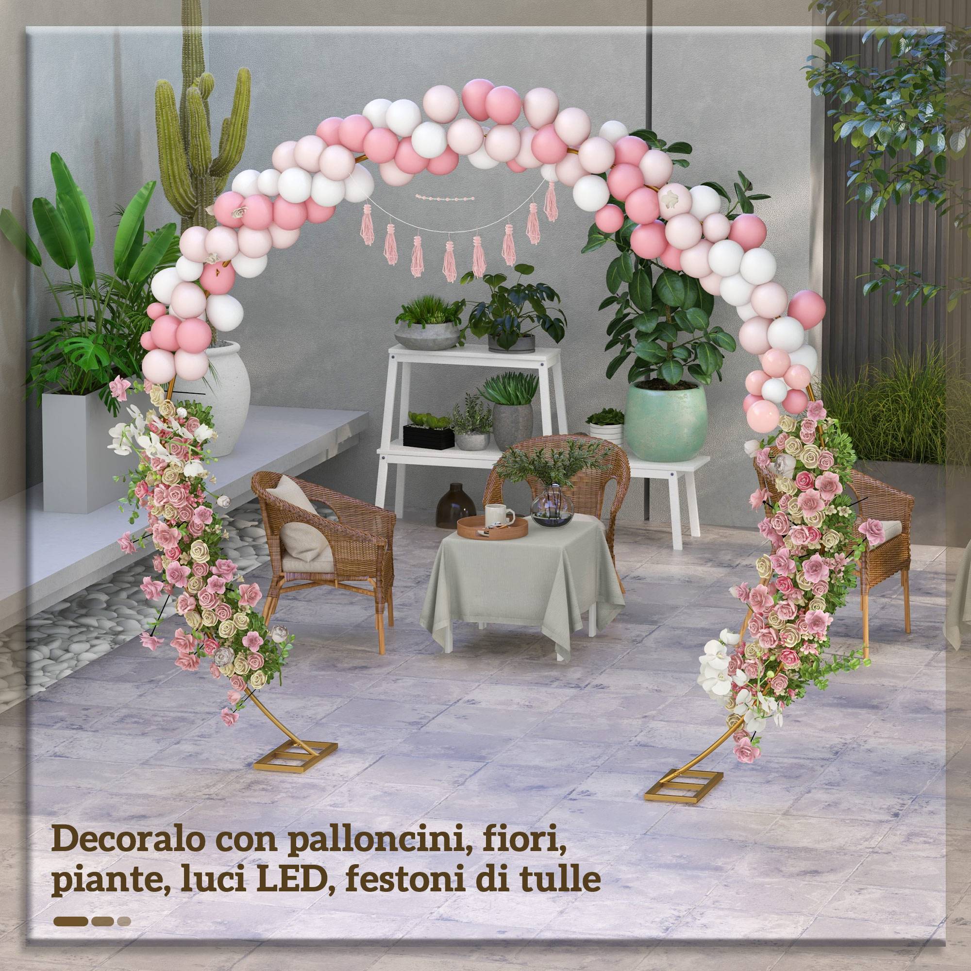Grande arche de mariage Acier Événements extérieurs Support décor 280x258cm Doré - ComfortXL Outdoor Living - Image 6