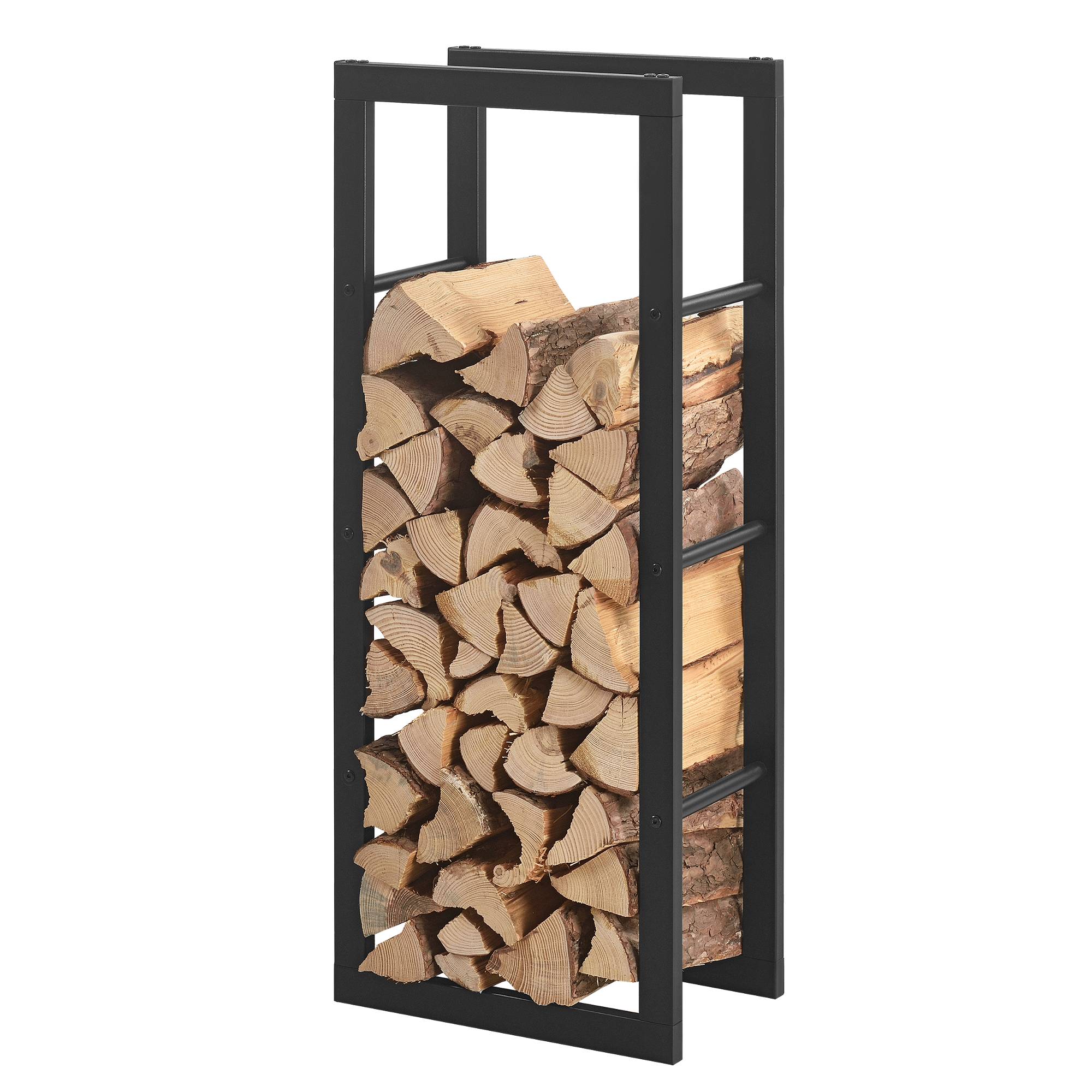 [en.casa] - Range-bûches Kasan Acier Laqué Noir 40 x 100 x 25 cm [en.casa] - Image 1
