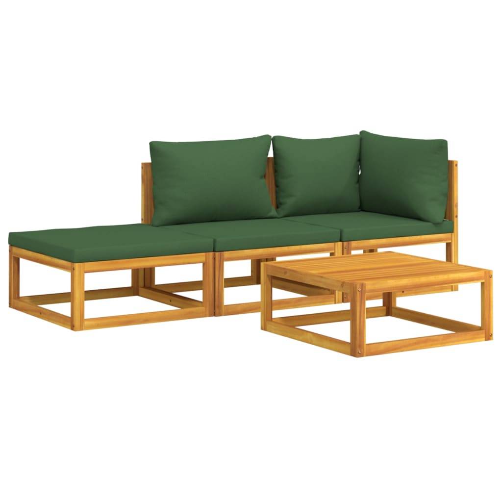 Helloshop26 - Salon de jardin meuble d'extérieur ensemble de mobilier 4 pièces avec coussins vert bois massif - Imagen 1