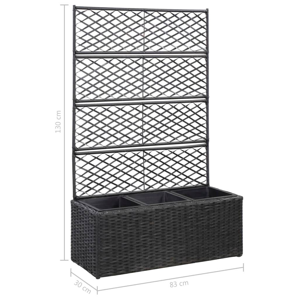 Maison Chic - Jardinière - Bac à fleurs - Pot de fleurs en treillis 3 pots 83x30x130 cm résine tressée noir - Meuble Pro - Imagen 7