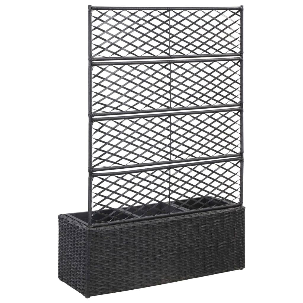 Maison Chic - Jardinière - Bac à fleurs - Pot de fleurs en treillis 3 pots 83x30x130 cm résine tressée noir - Meuble Pro - Imagen 3