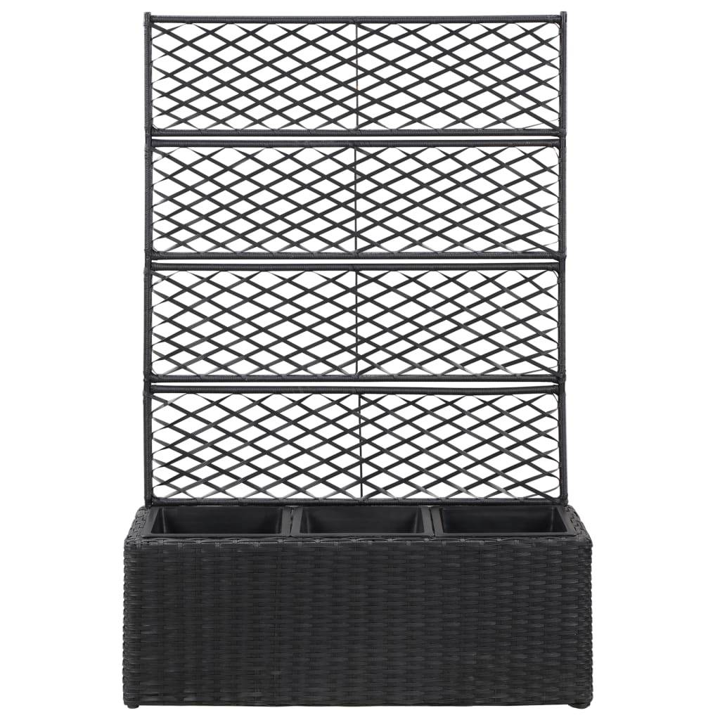 Maison Chic - Jardinière - Bac à fleurs - Pot de fleurs en treillis 3 pots 83x30x130 cm résine tressée noir - Meuble Pro - Imagen 1